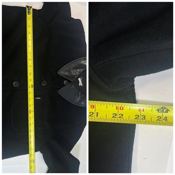Agnus B. Womens Wool Cashmere Coat Jacket Leather Collar Size 3 FR, 10 Large US - Picture 11 of 16